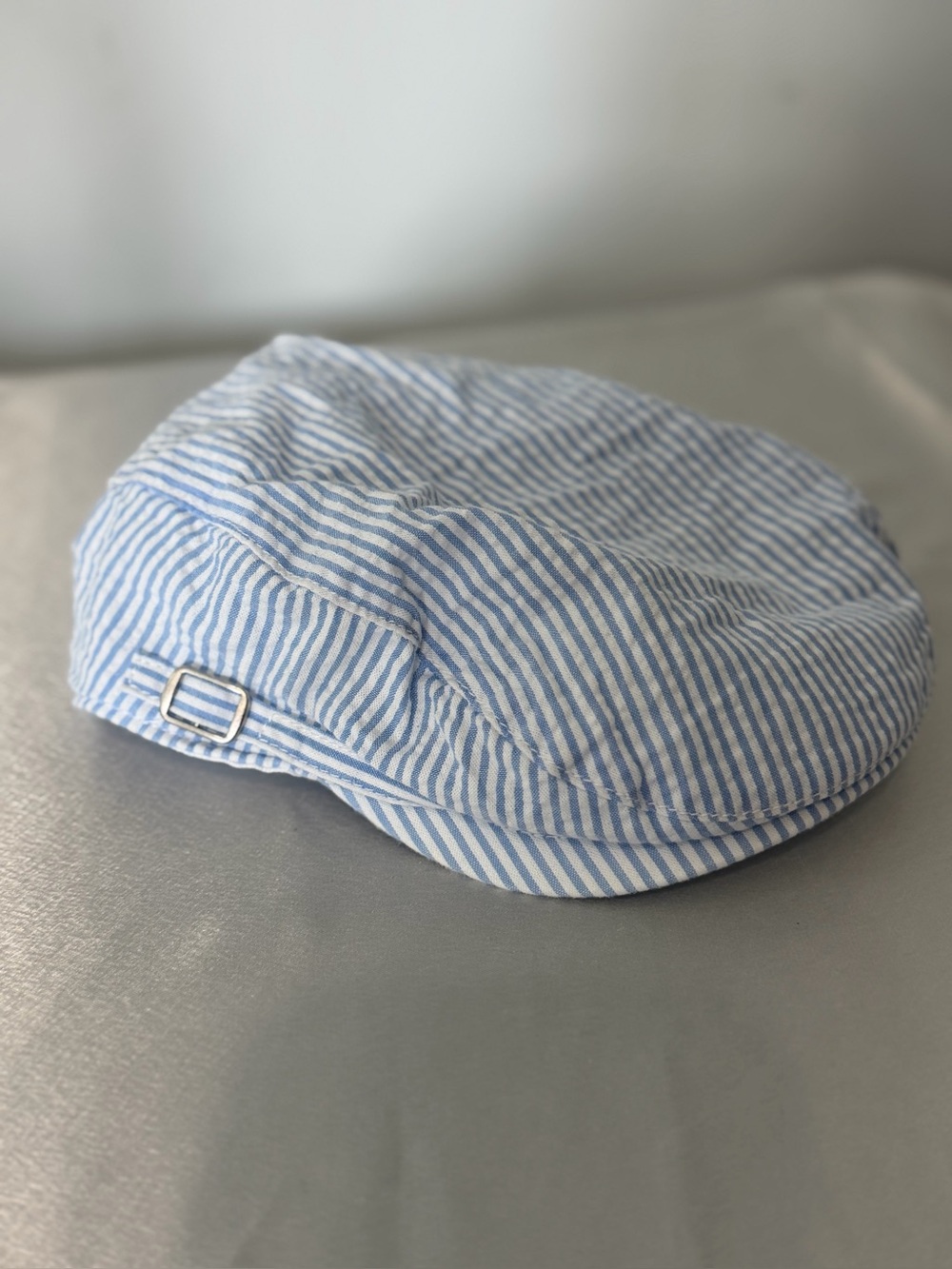 Janie and Jack Light Blue and White Seersucker Newsboy Cap size 2T-3 Brand New